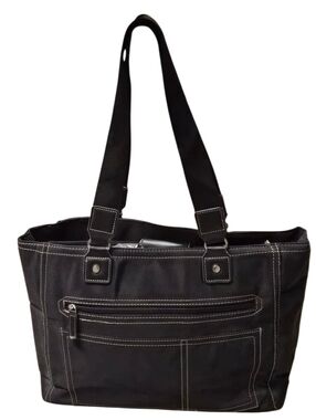 Black Tote Bag with Contrast Stitching
